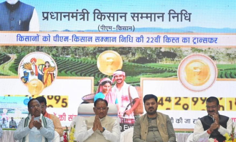 रायपुर : पीएम किसान सम्मान निधि की 22वीं किश्त जारी: छत्तीसगढ़ के 24 लाख किसानों के खातों में पहुंचे 498.83 करोड़…